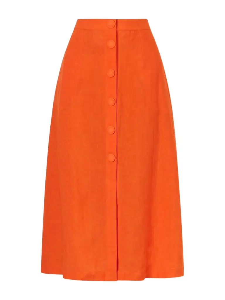 Eres Amusante Linen Midi Skirt