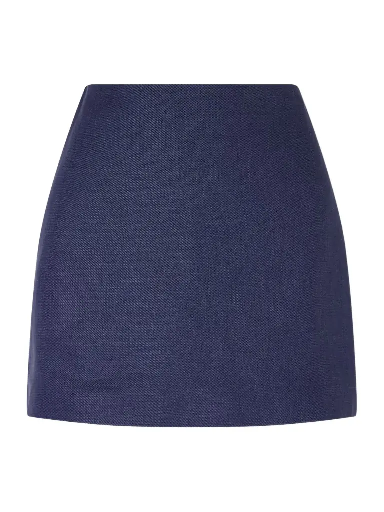 Blazé Milano Nightbreak Linen, Wool And Silk-blend Mini Skirt
