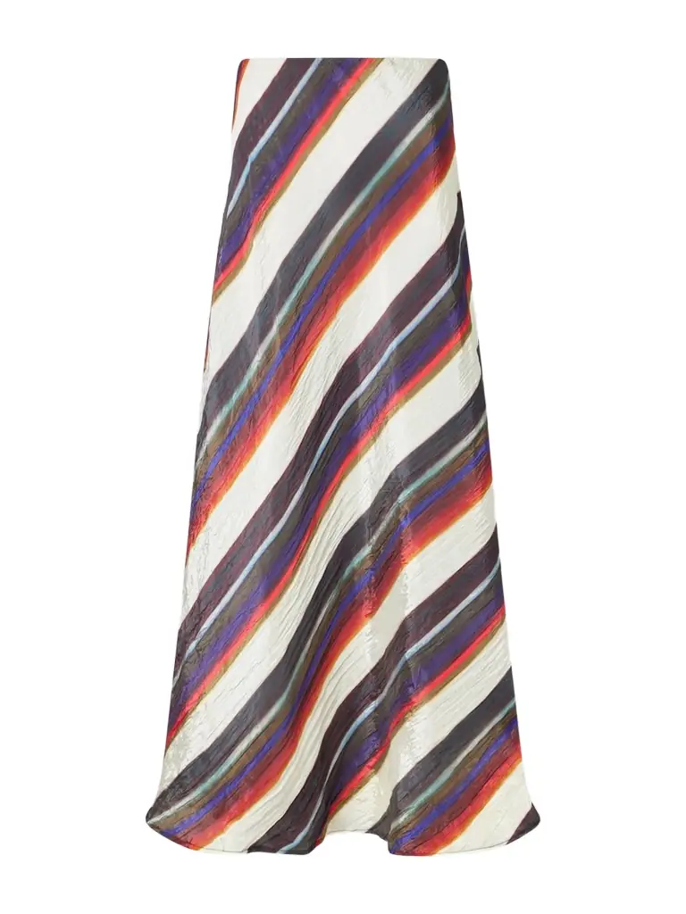 Christopher John Rogers Morris Striped Crinkle-satin Maxi Skirt