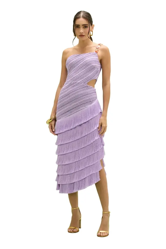 PatBo LILA FRINGE CUT OUT MIDI DRESS