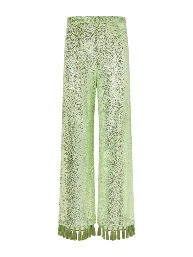 Taller Marmo Sequined Fringed Flared Pants