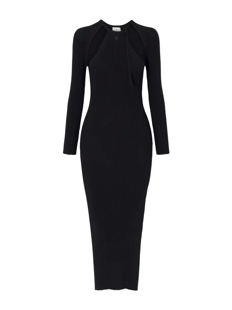 Courreges Cutout Ribbed-knit Maxi Dress