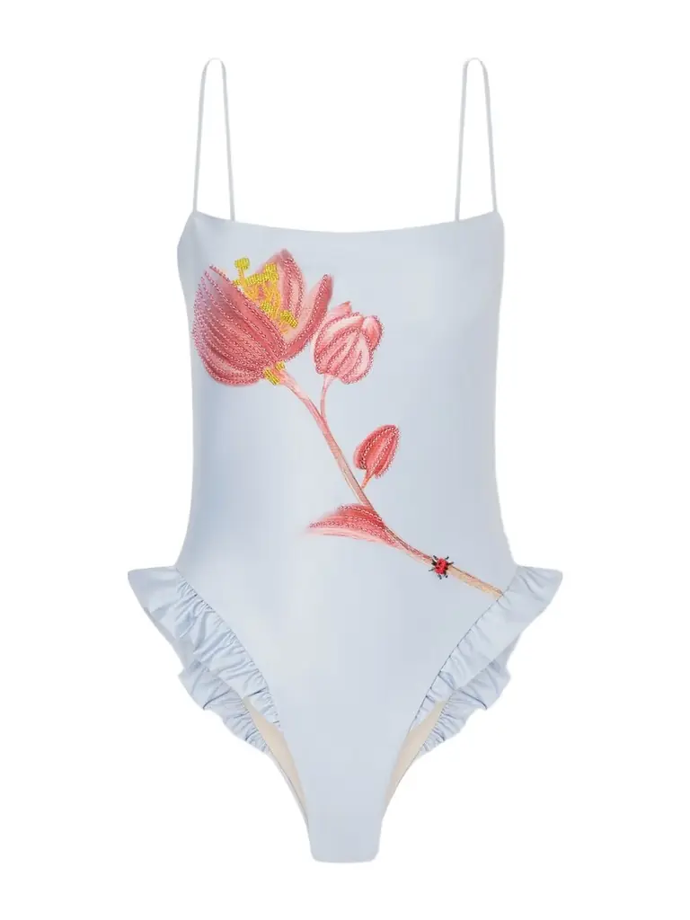 Agua by Agua Bendita Montaña Bead-embellished Stretch Recycled Swimsuit - Women's Clothing