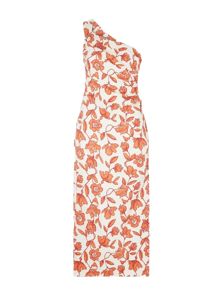 SIR. Chloe One-shoulder Floral-print Linen-blend Midi Dress