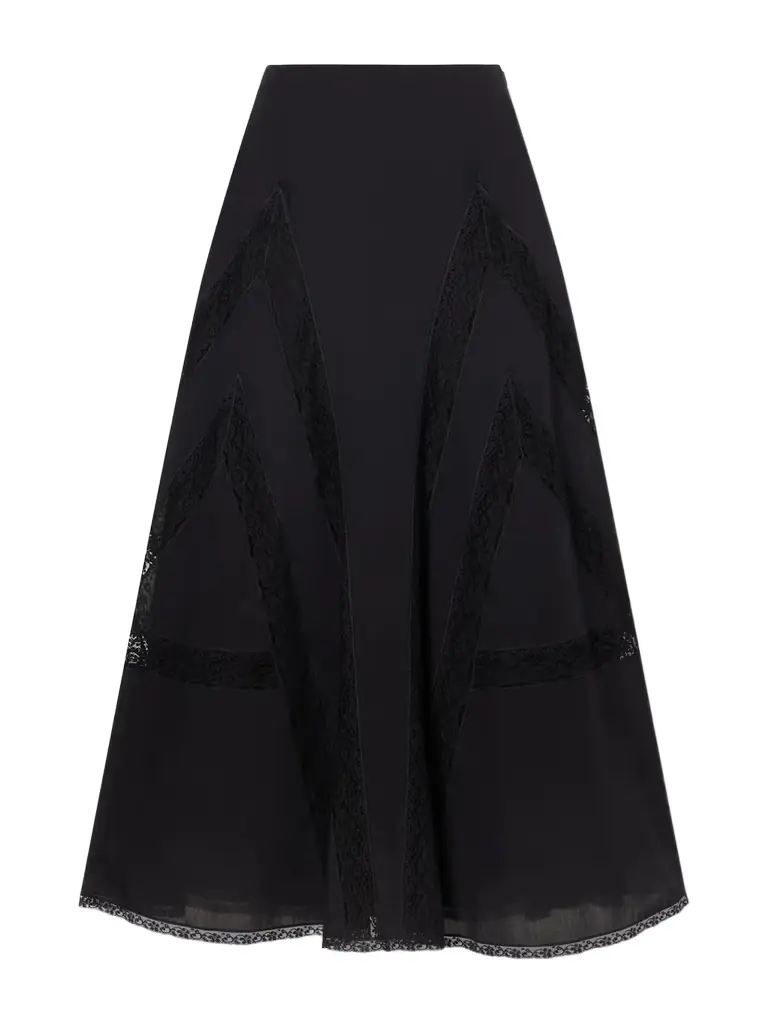 Loretta Caponi Vieste Lace-trimmed Cotton-muslin Maxi Skirt
