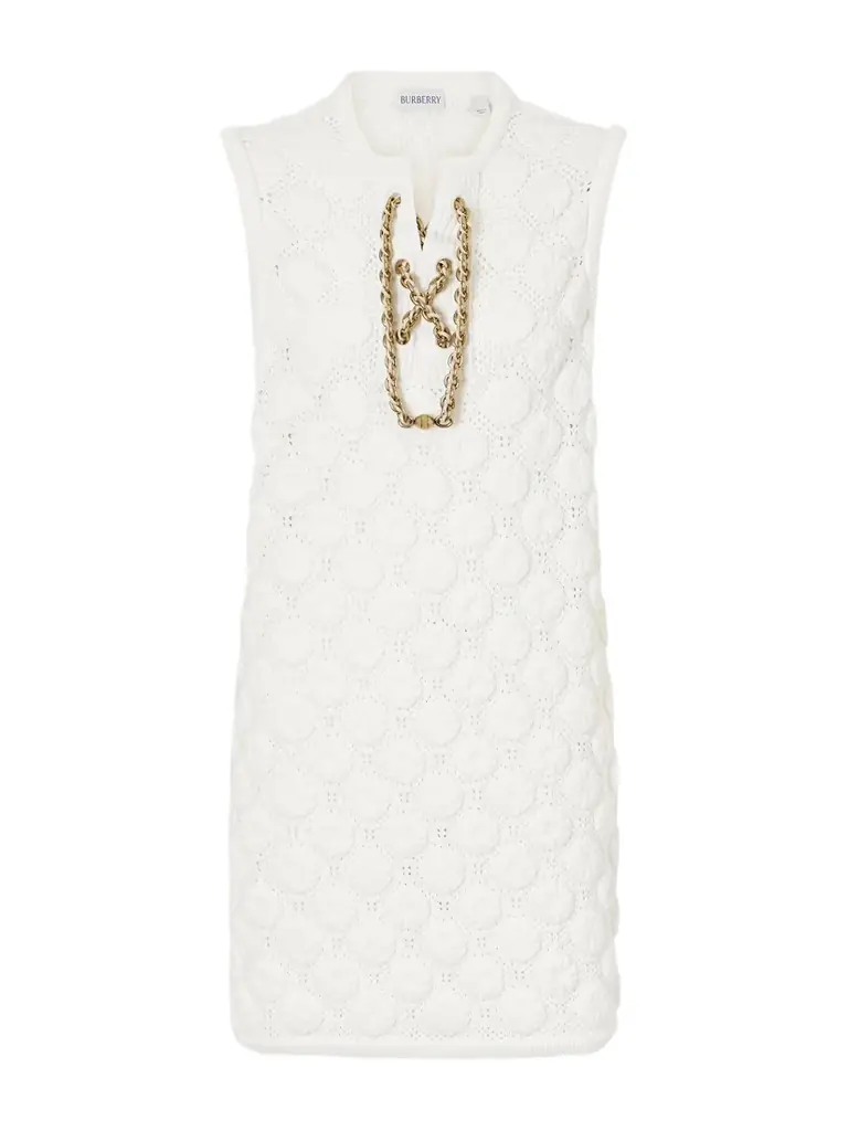 burberry crochet dress Burberry Brittany Chain Lace-up Crochet Mini Dress