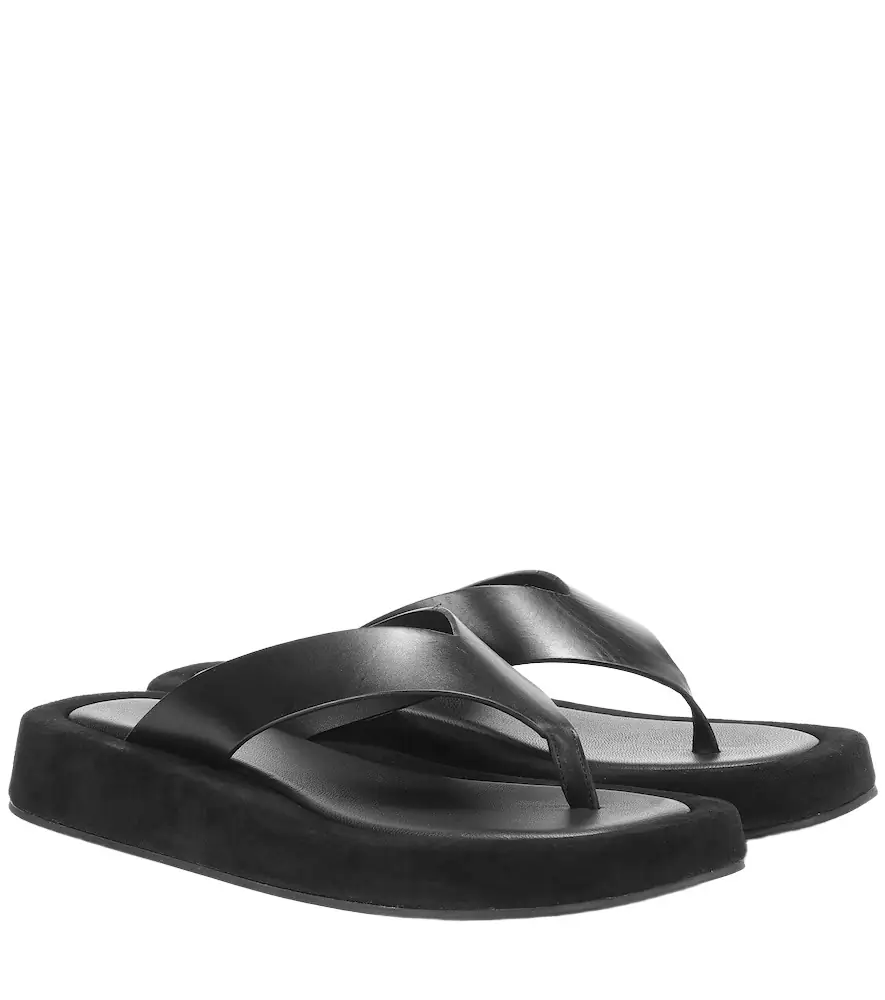 The Row Ginza leather and suede sandals