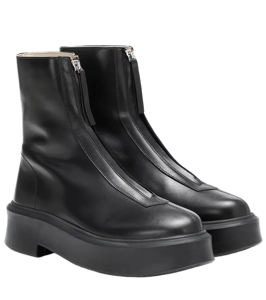 The Row Zipped 1 leather ankle boots
