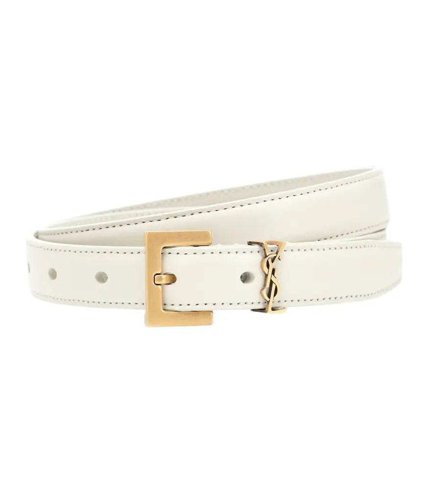 Saint Laurent Cassandre slim leather belt