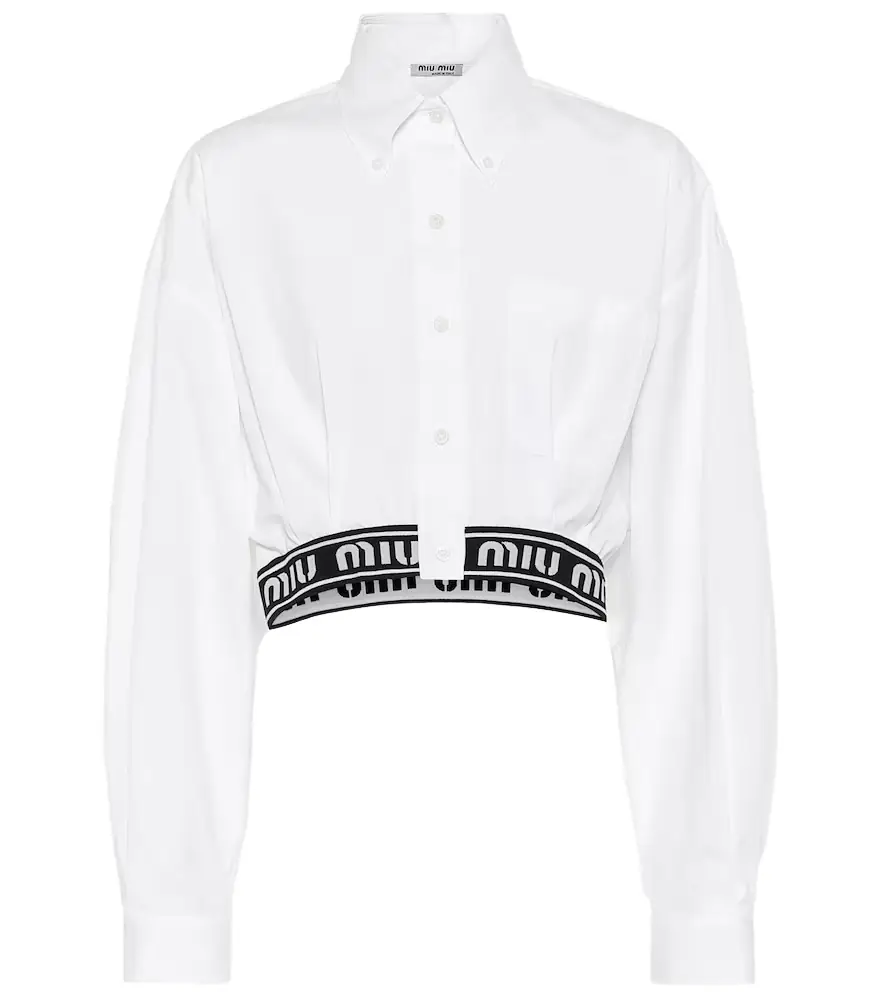 Miu Miu Logo cropped cotton shirt