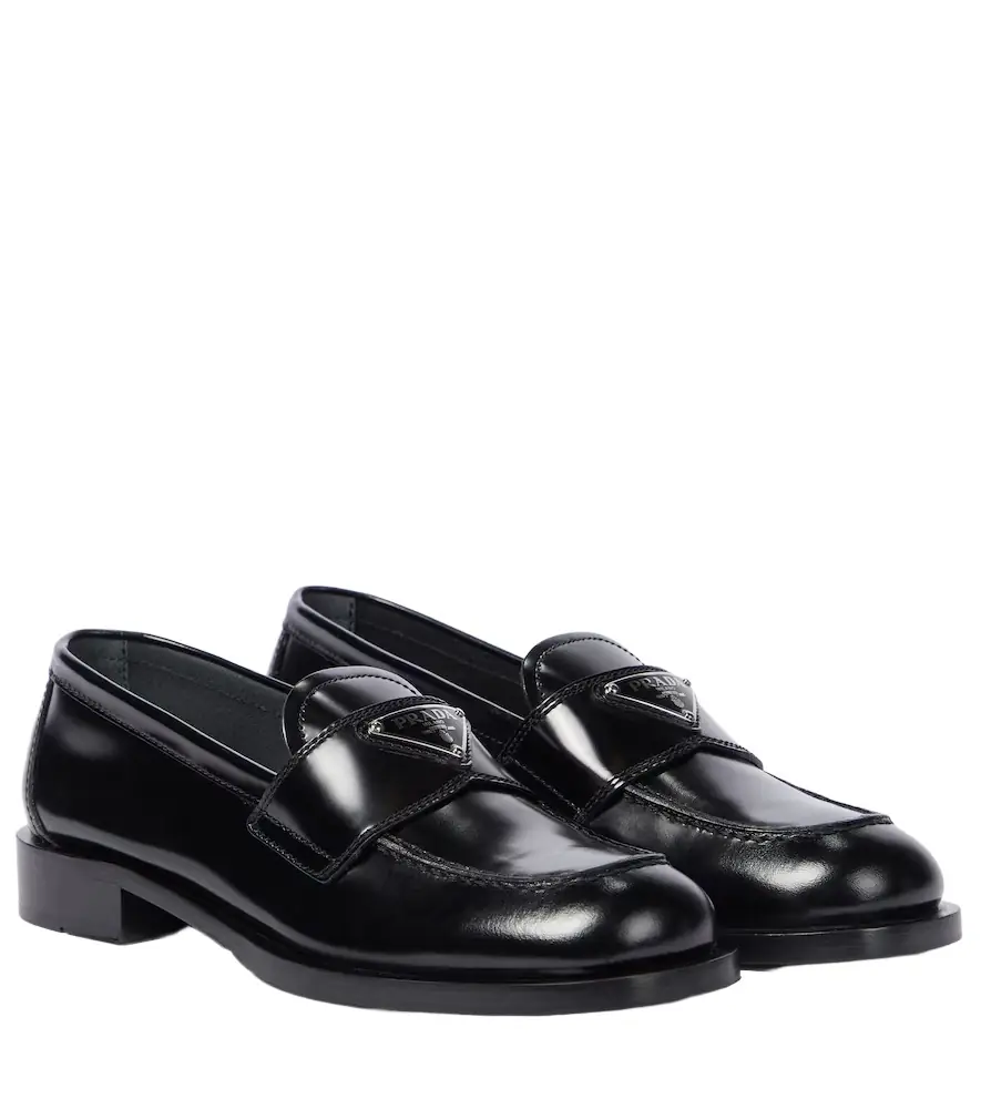 Prada Logo leather loafers