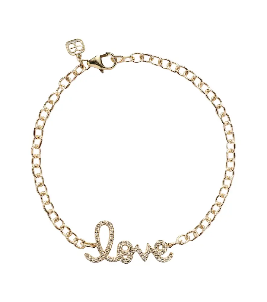 Sydney Evan Love 14kt yellow gold and diamonds chainlink bracelet