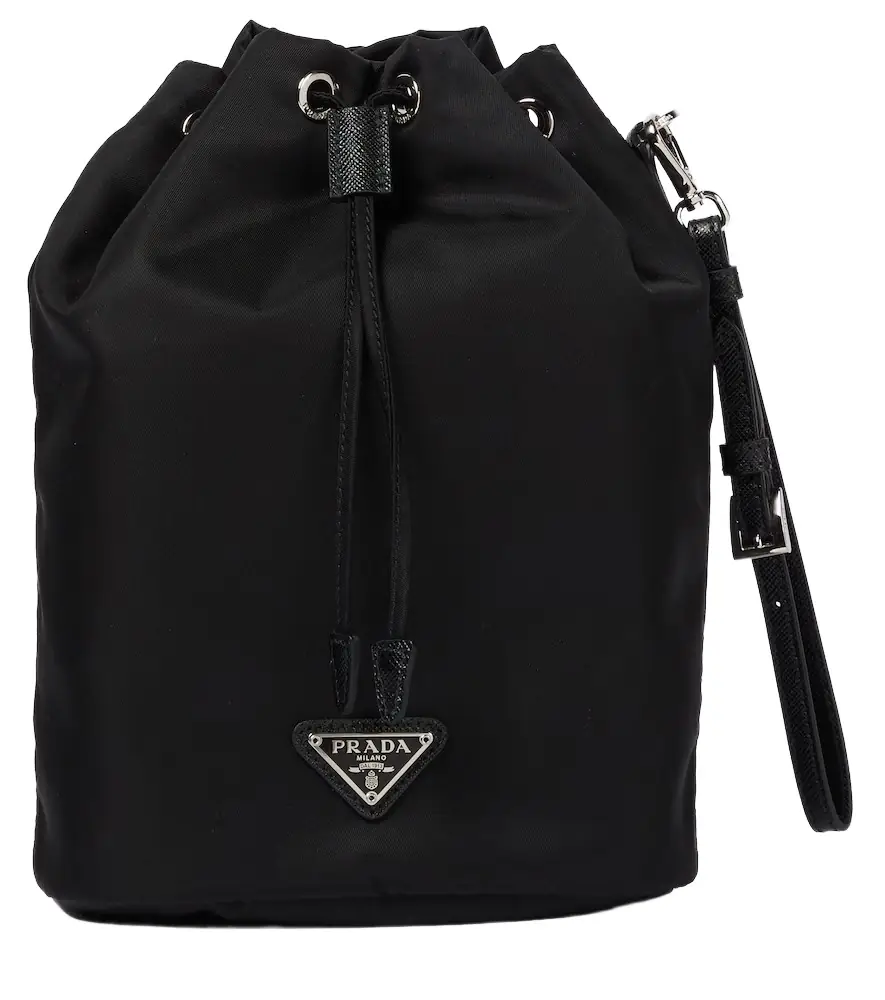 Prada Re-Nylon leather-trimmed bucket bag