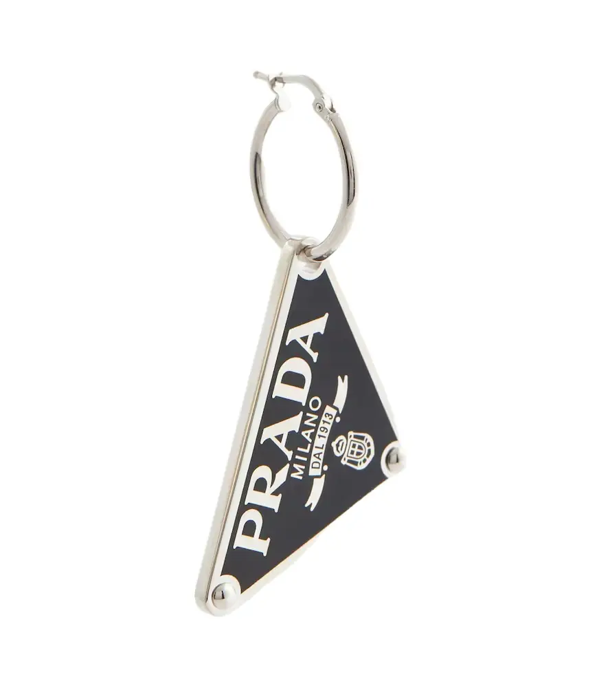 Prada Symbole logo sterling silver single earring