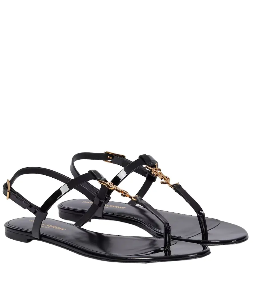 Saint Laurent Cassandra patent leather thong sandals - Women's Shoes