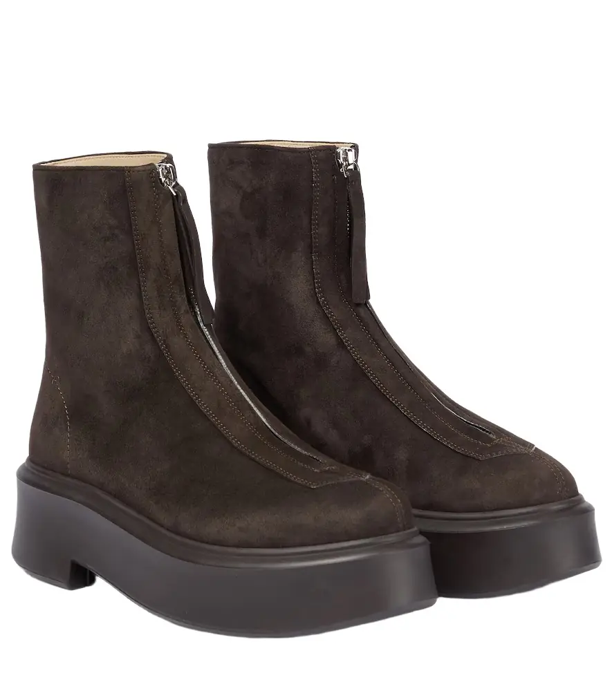 The Row Zipped Boot 1 suede ankle boots