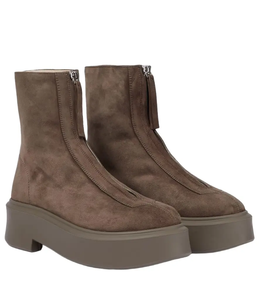 The Row Zipped Boot 1 suede boots