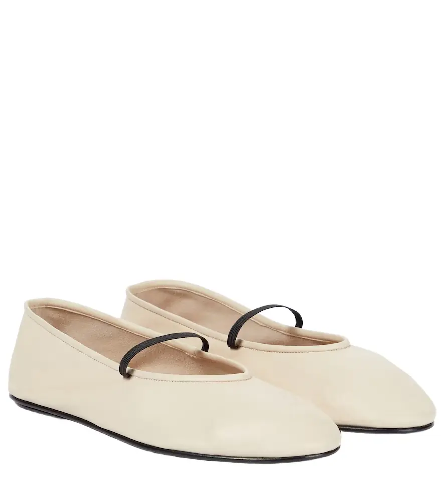 The Row Elastic leather ballet flats
