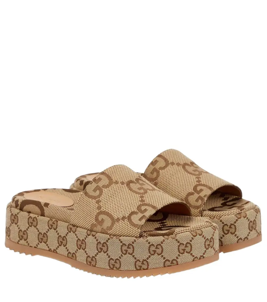 Gucci GG Maxi canvas platform slides