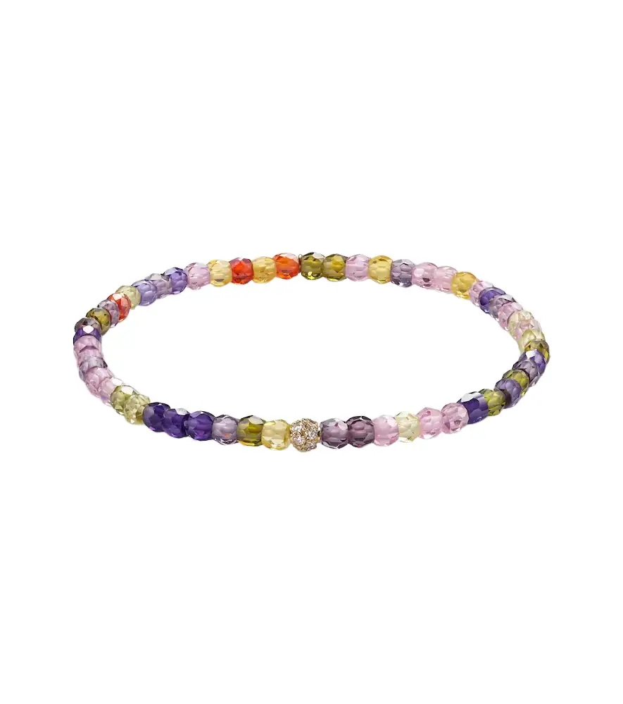 Sydney Evan 14kt gold zirconia bracelet with diamonds