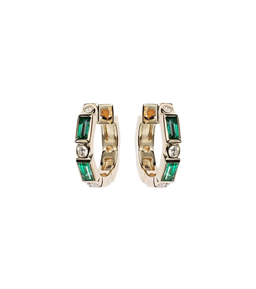 Sydney Evan Huggie 14kt yellow gold embellished earrings
