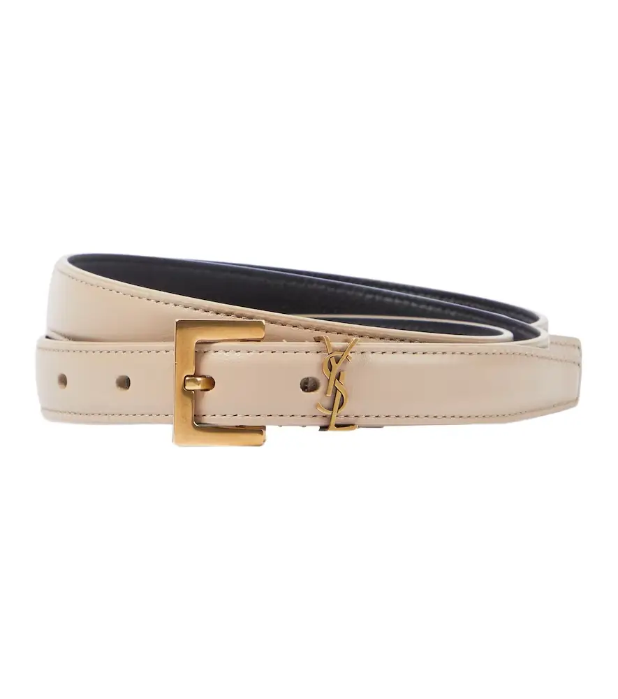 Saint Laurent Cassandre slim leather belt