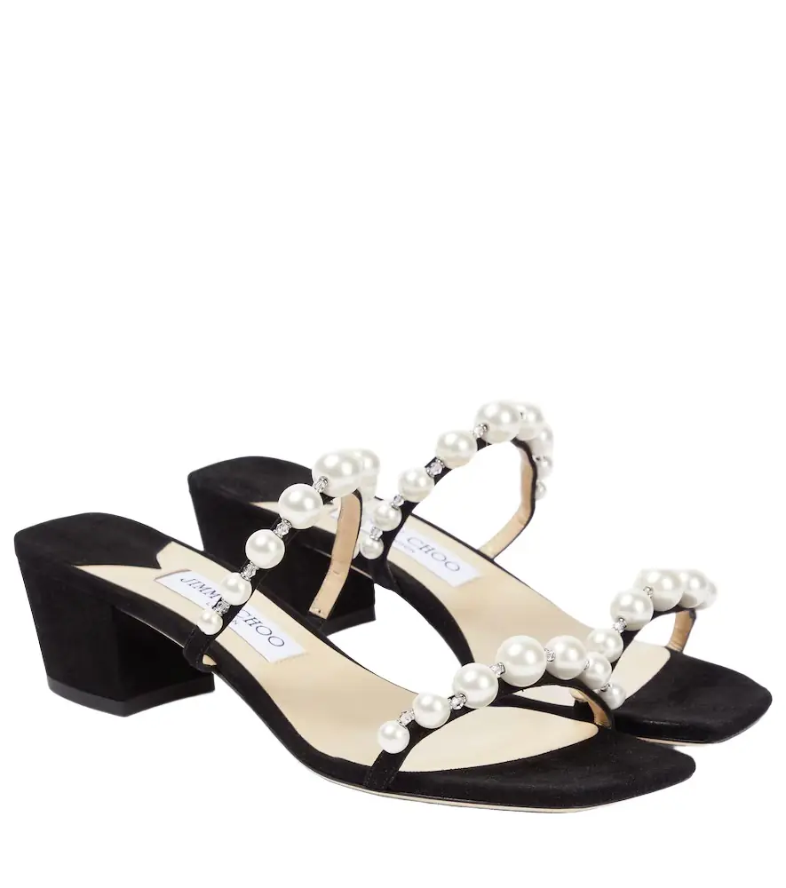 Jimmy Choo Amara 45 embellished suede sandals - Women's Shoes
