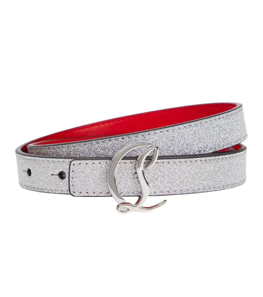 Christian Louboutin Glitter logo leather belt