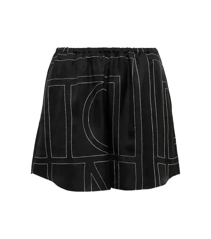 Toteme Logo silk shorts