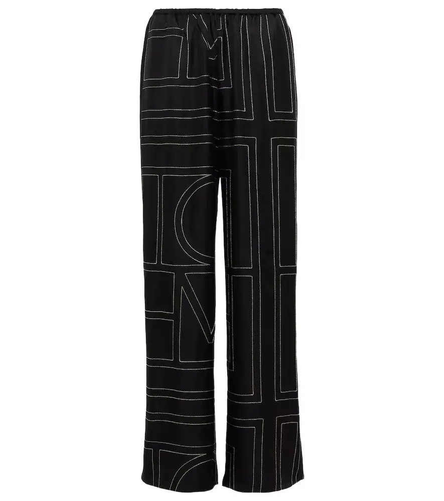 Toteme Logo wide-leg silk pants