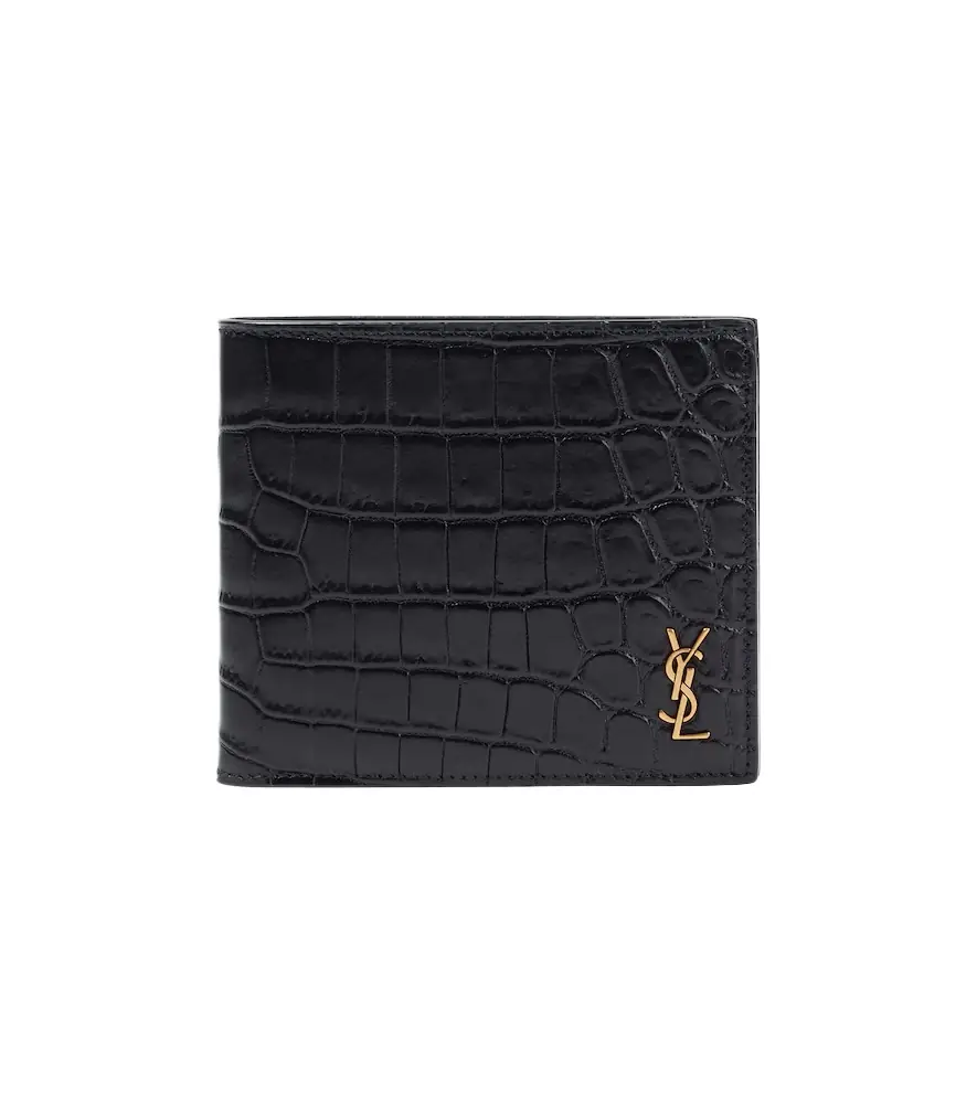 Saint Laurent East/West croc-effect bifold wallet