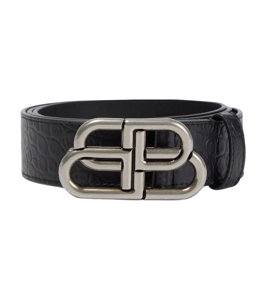 Balenciaga BB Large croc-effect leather belt