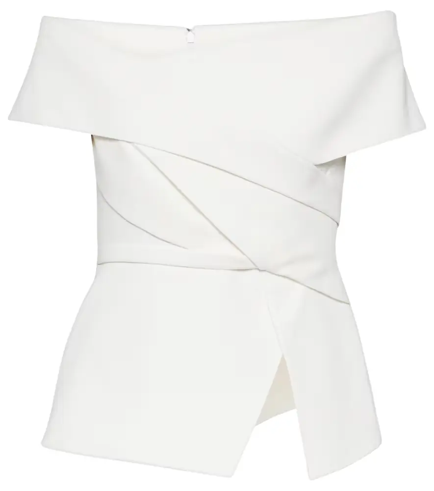 Safiyaa Bridal Eimear off-shoulder crêpe top