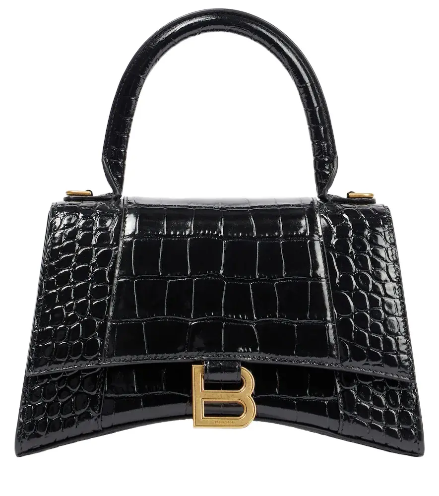 Balenciaga Hourglass Small croc-effect leather crossbody bag