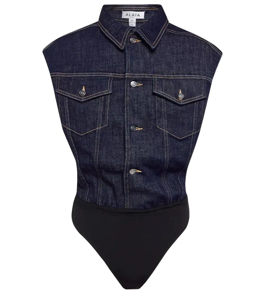 Alaia Alaïa Denim cotton-blend bodysuit