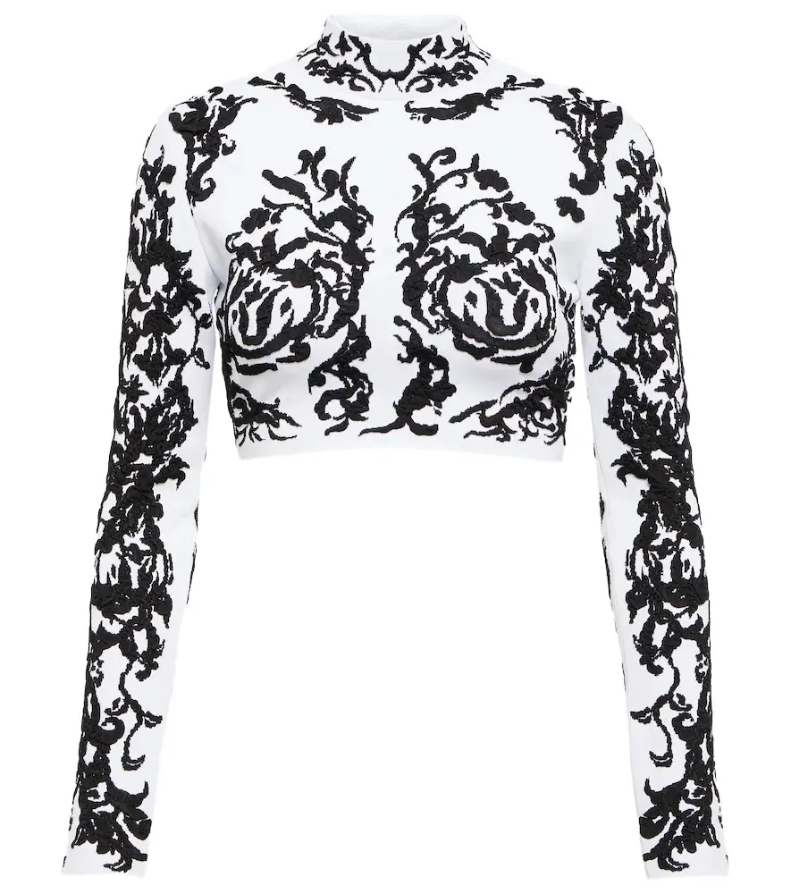 Alaia Alaïa Calligraphy jacquard crop top