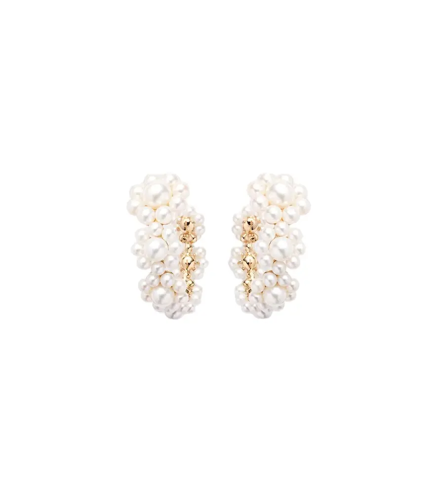 Sophie Bille Brahe Jardin Boucle 14kt gold earrings with freshwater pearls
