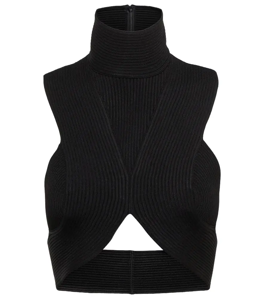 Alaia Alaïa Ribbed-knit halterneck crop top