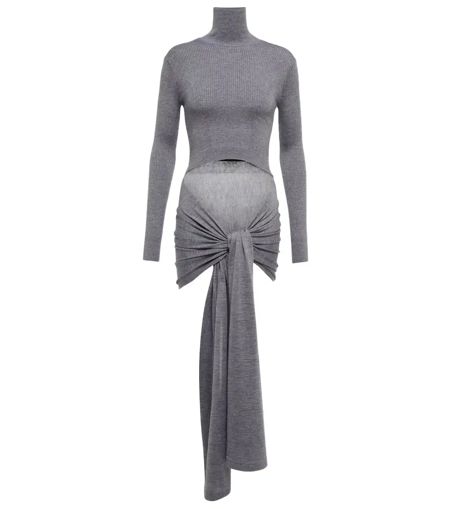 Alaia Alaïa Tie-front cashmere and silk turtleneck sweater