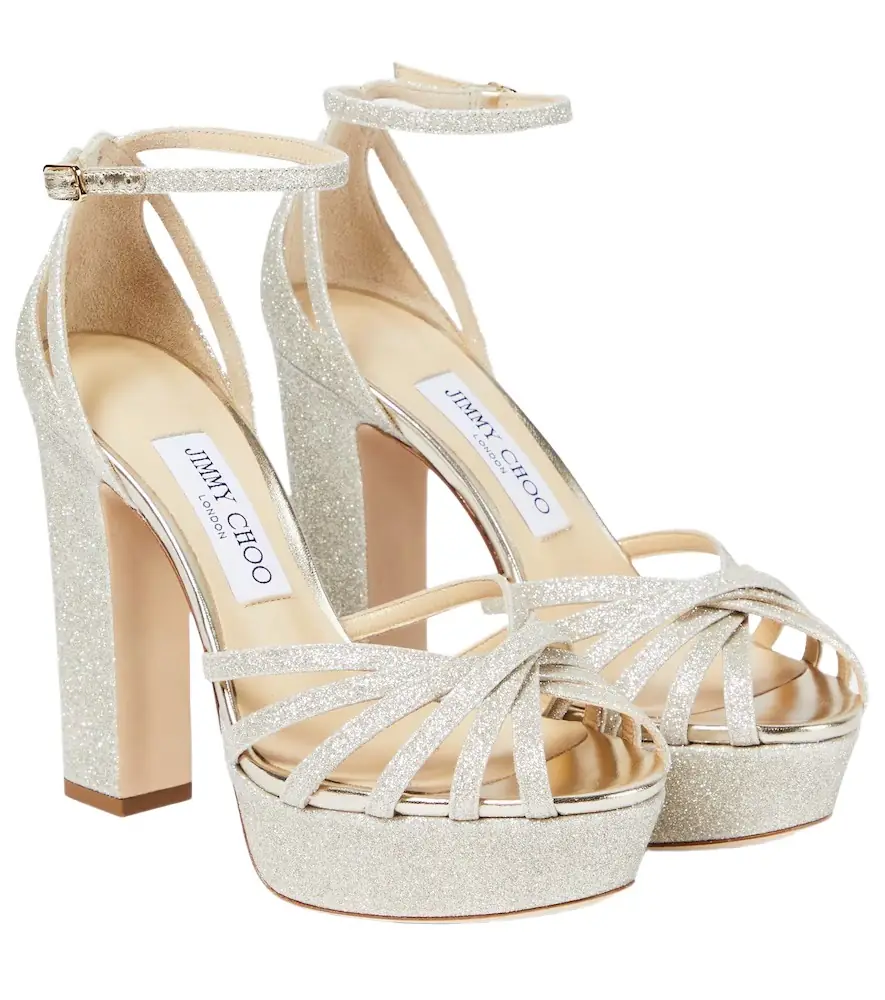 Jimmy Choo Isra glitter platform sandals - Women's Shoes