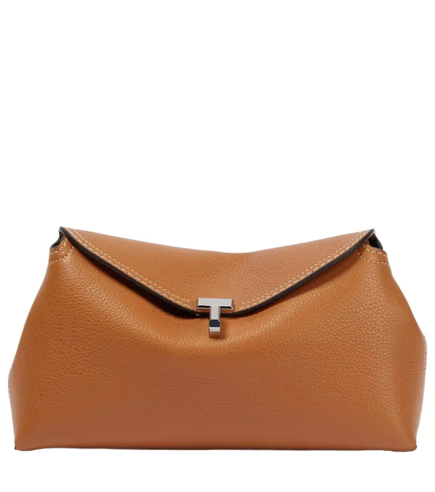 Toteme T-Lock leather clutch