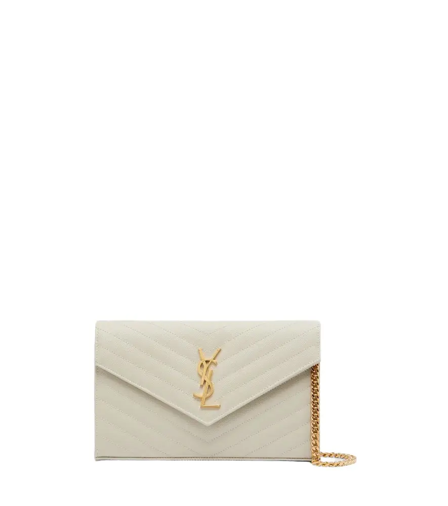 Saint Laurent Cassandre matelassé leather wallet on chain