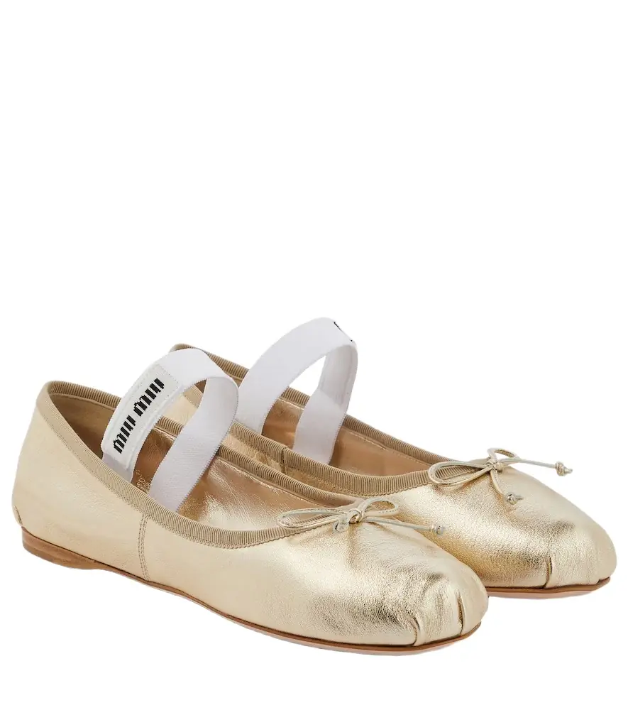 Miu Miu Logo leather ballet flats