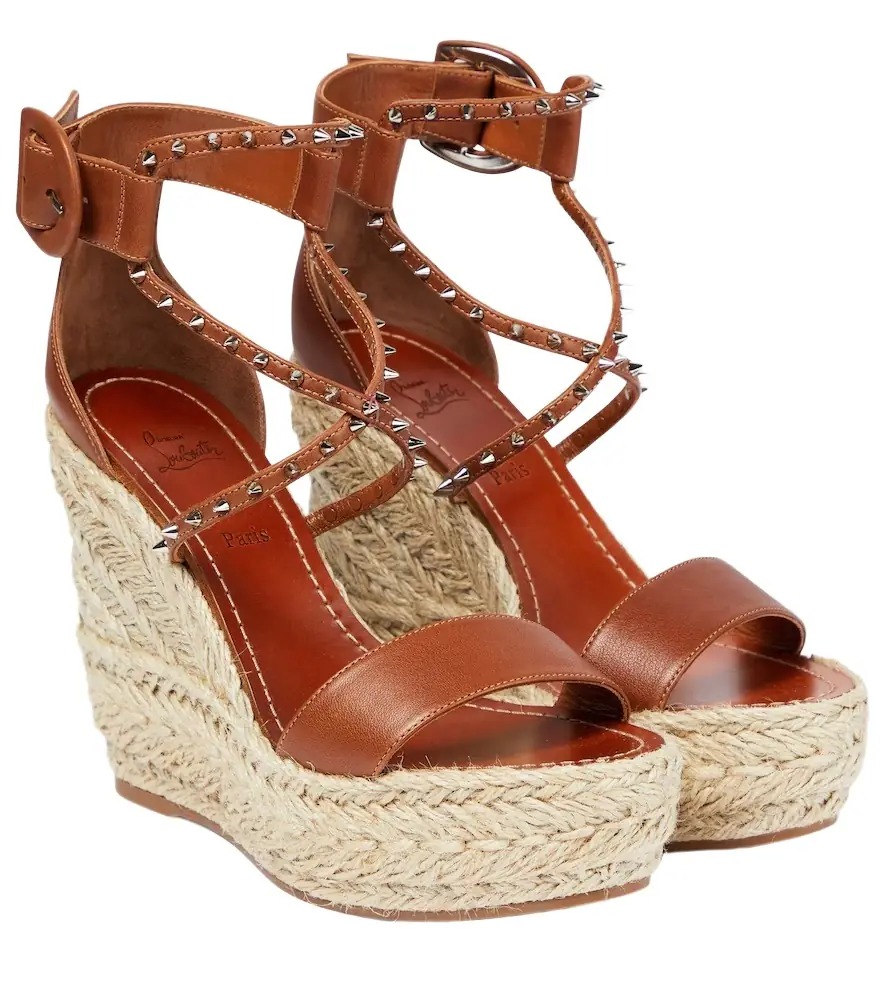 Christian Louboutin Chocazeppa leather wedge espadrilles