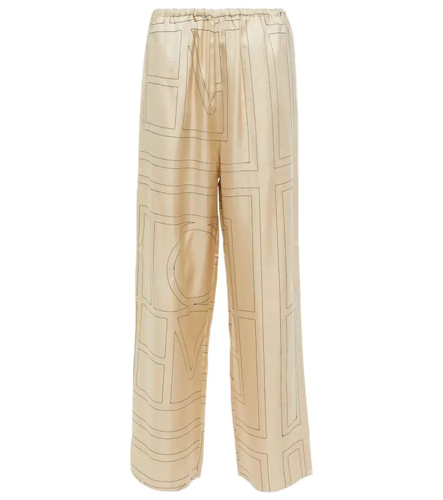 Toteme Logo wide-leg silk pants