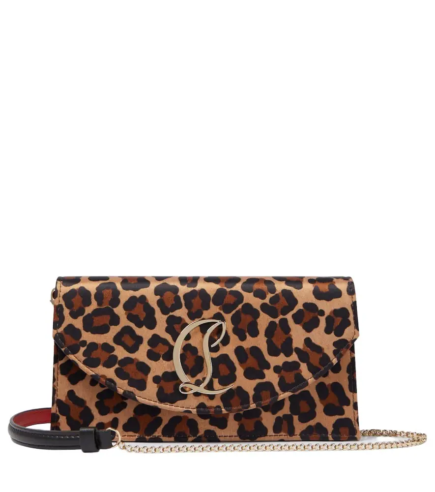 Christian Louboutin Loubi54 leopard-print satin clutch