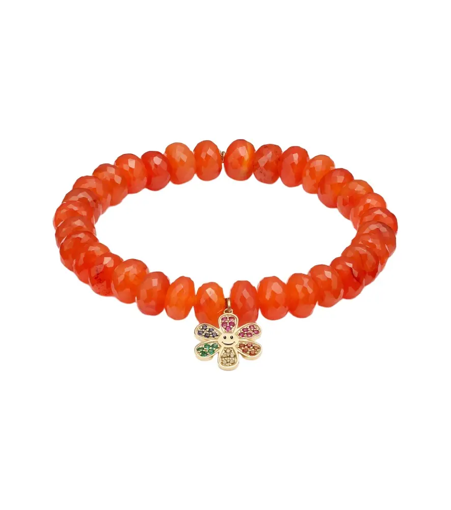 Sydney Evan Daisy 14kt gold and carnelian beaded bracelet