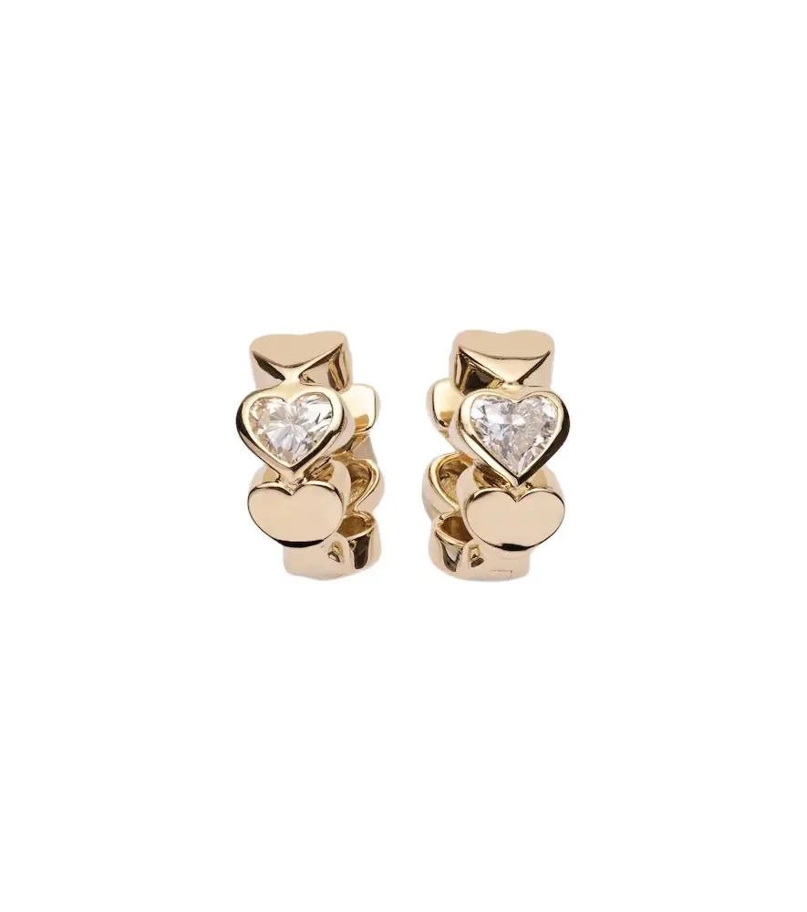 Sydney Evan Heart Diamond 14kt gold hoop earrings