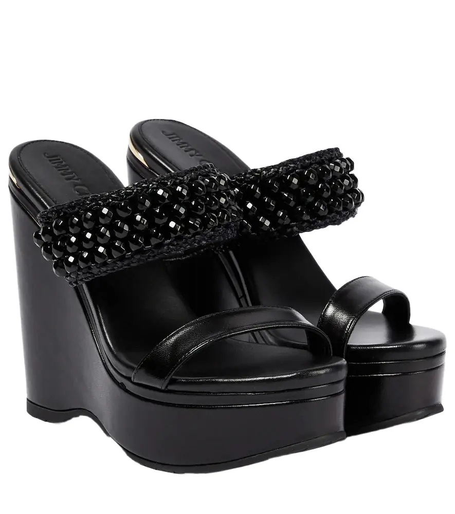 Jimmy Choo Amoure Wedge 130 leather sandals - Women's Shoes