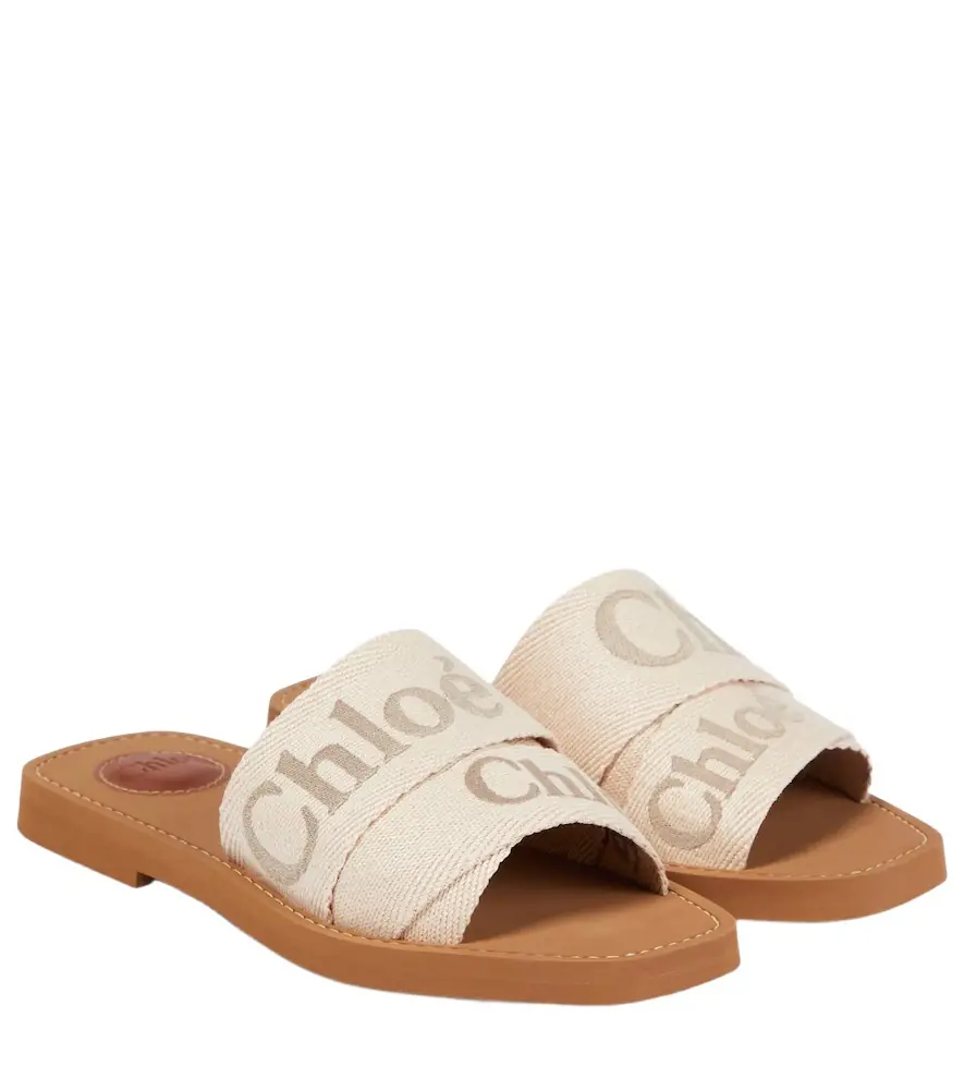 Chloe Chloé Woody canvas slides